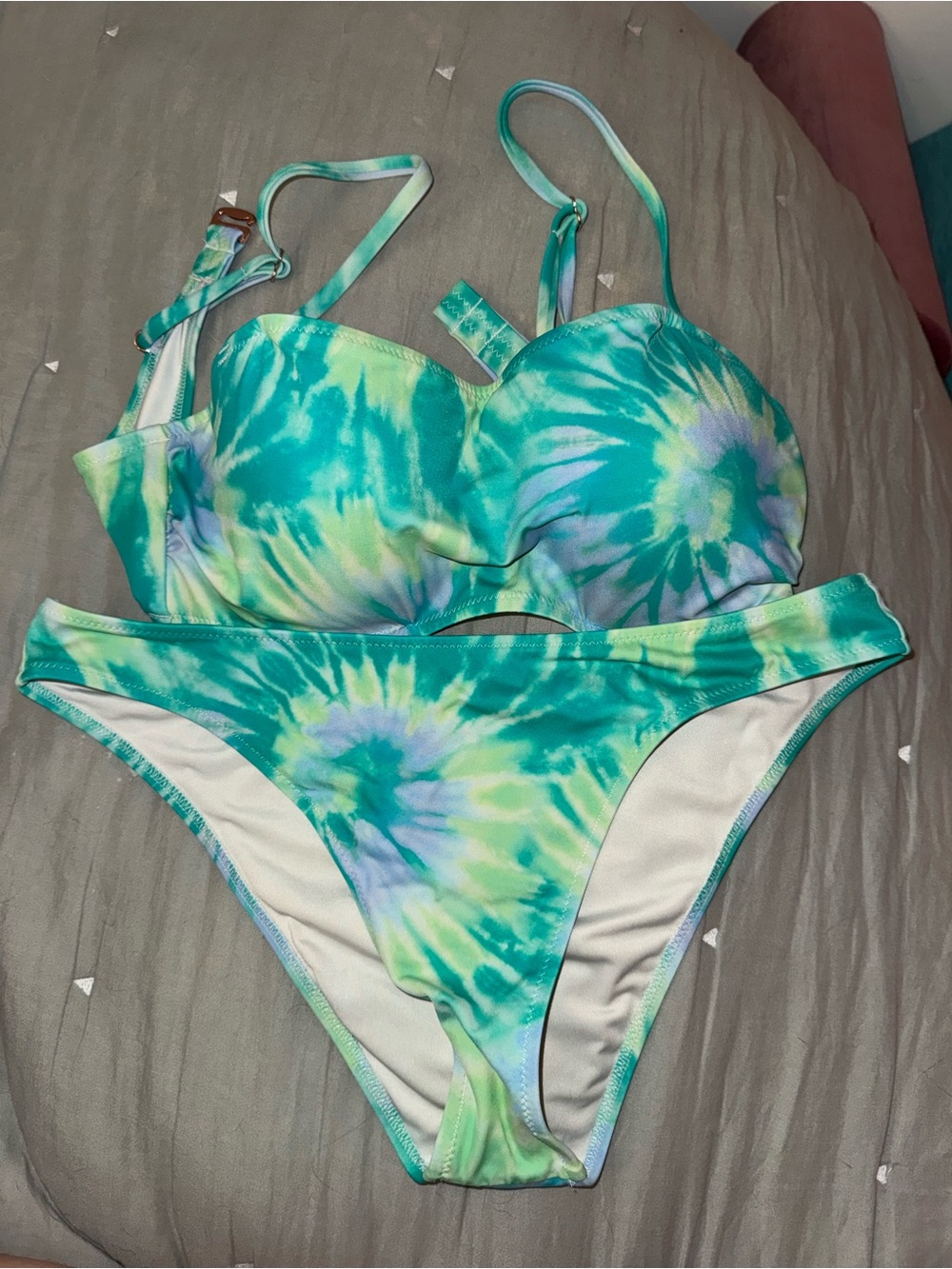 Shade & Shore Blue Green Tie-Dye Two-Piece Swim Set